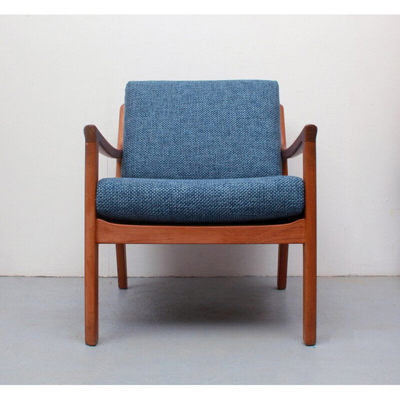 Image 1 of Vintage fauteuil en ottomane in teak door Ole Wanscher voor Cado, jaren 1960