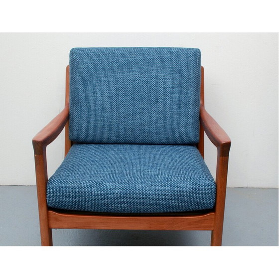 Image 1 of Vintage fauteuil en ottomane in teak door Ole Wanscher voor Cado, jaren 1960