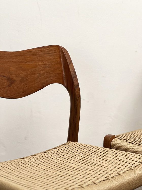 Image 1 of Mid-Century Deense model 71 stoelen in teakhout van Niels O. Møller voor JL Møllers Møbelfabrik, 50's Design, set van 4