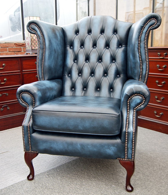 Image 1 of 2x Chesterfield Wing chairs Oorfauteuils