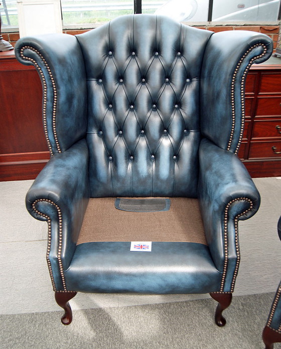 Image 1 of 2x Chesterfield Wing chairs Oorfauteuils