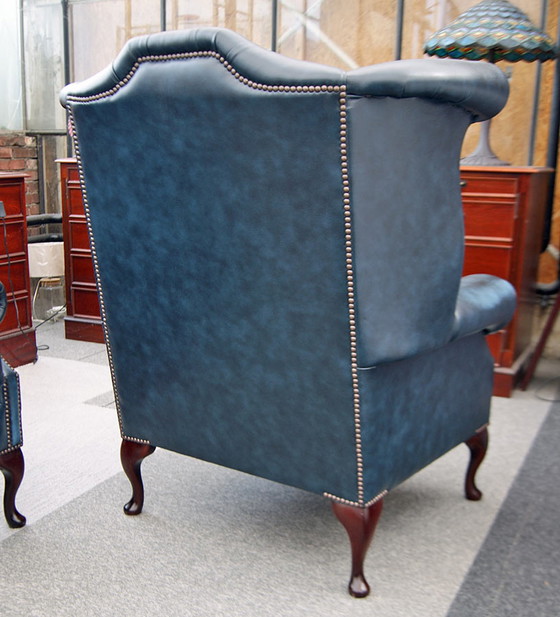 Image 1 of 2x Chesterfield Wing chairs Oorfauteuils