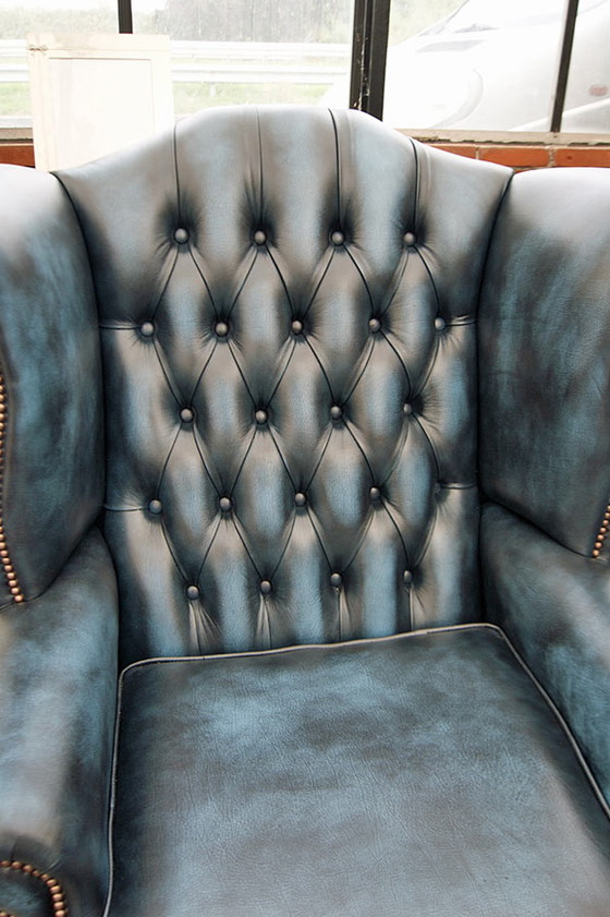 Image 1 of 2x Chesterfield Wing chairs Oorfauteuils