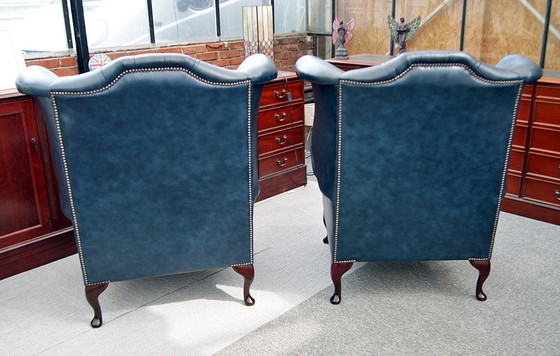 Image 1 of 2x Chesterfield Wing chairs Oorfauteuils