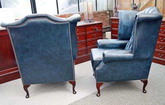 Image 1 of 2x Chesterfield Wing chairs Oorfauteuils