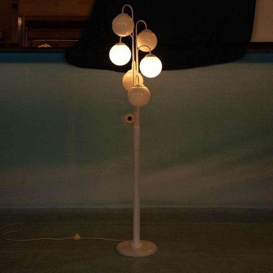 Image 1 of Space age vloerlamp glas&marmer, minimalist XL floorlamp