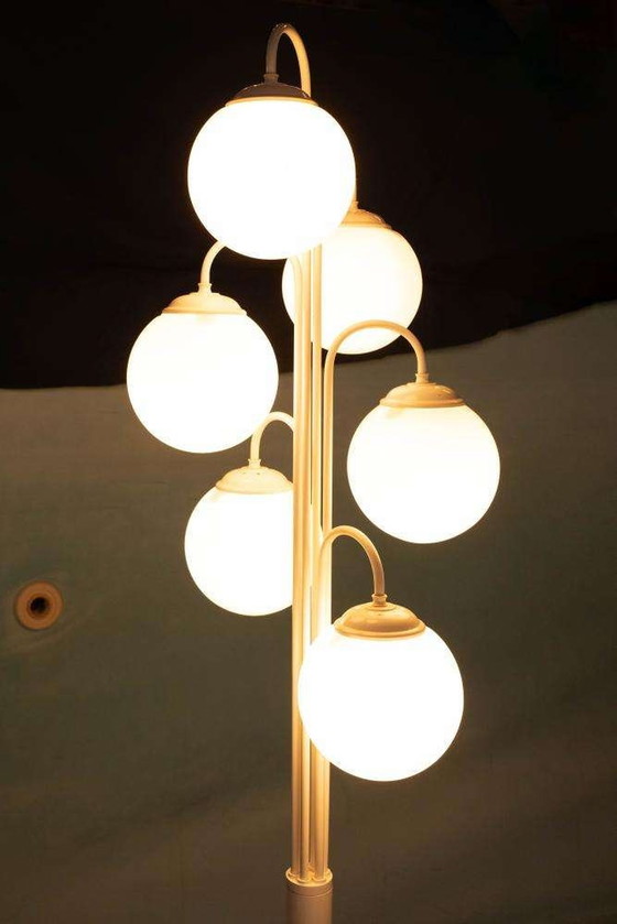 Image 1 of Space age vloerlamp glas&marmer, minimalist XL floorlamp