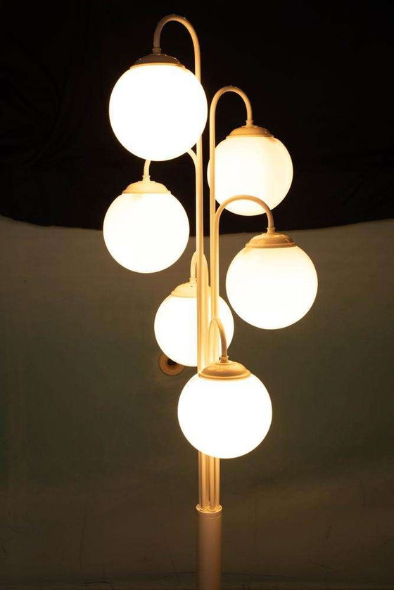 Image 1 of Space age vloerlamp glas&marmer, minimalist XL floorlamp