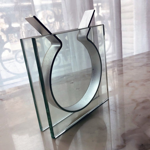Vintage Vaas - Vierkant Lint - Peter Hewitt - Moma - Glas & Staal - Ruimtetijdperk - 1970-1980