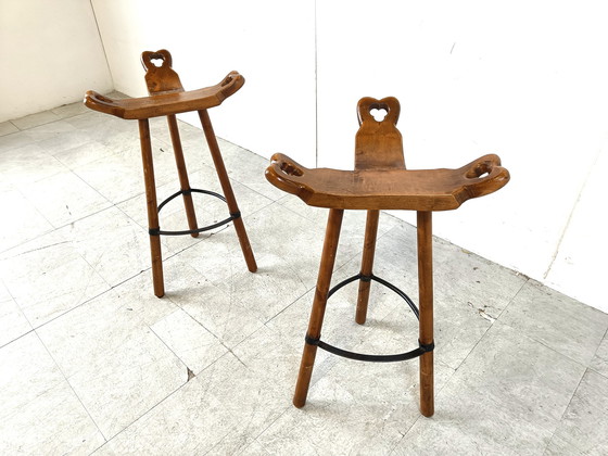 Image 1 of Mid century brutalistische barkrukken - set van 2, 1960