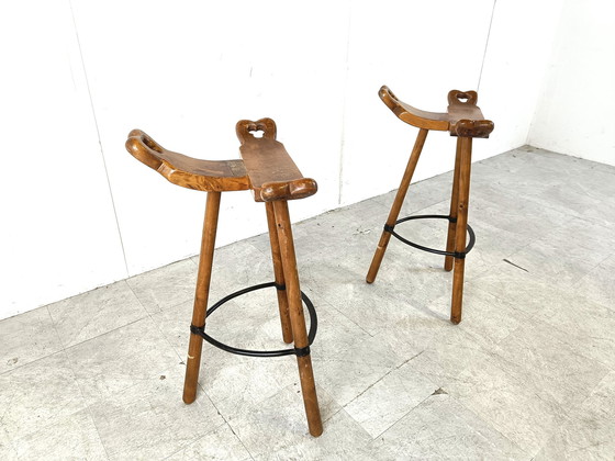 Image 1 of Mid century brutalistische barkrukken - set van 2, 1960