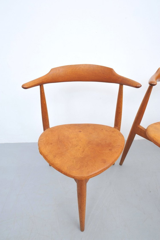 Image 1 of Hans J. Wegner Hart Stoel Fh4104 1952 In Eik En Leder