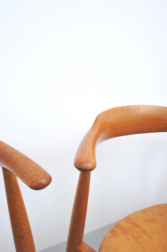 Image 1 of Hans J. Wegner Hart Stoel Fh4104 1952 In Eik En Leder