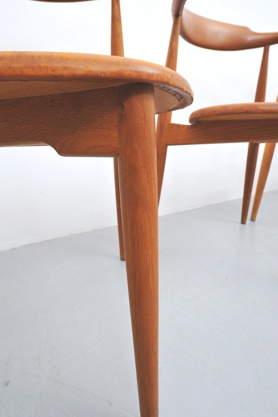 Image 1 of Hans J. Wegner Hart Stoel Fh4104 1952 In Eik En Leder