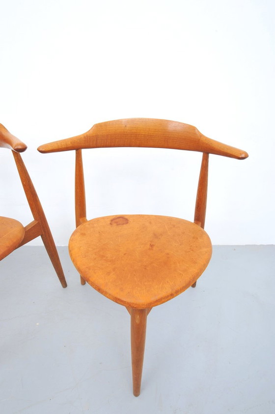 Image 1 of Hans J. Wegner Hart Stoel Fh4104 1952 In Eik En Leder