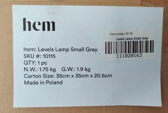 Image 1 of Hem Lamp Hanglamp Levels Small Grijs Grey Nieuw In Doos