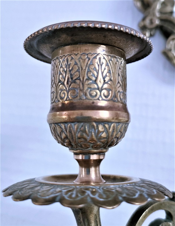 Image 1 of Bronzen Kroonluchter Spiegel Begin 20e eeuw