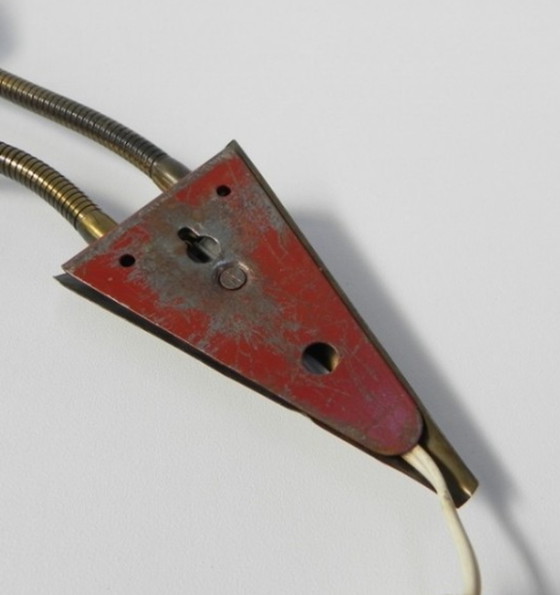 Image 1 of Vintage wandlamp met buisvormige staven en 2 glazen kappen