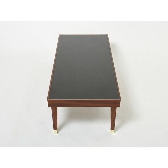 Image 1 of Vintage mahonie en messing salontafel van Jacques Adnet, 1950