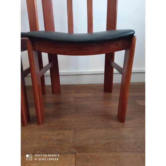 Image 1 of Paar vintage stoelen in massief iepenhout en leer 1070