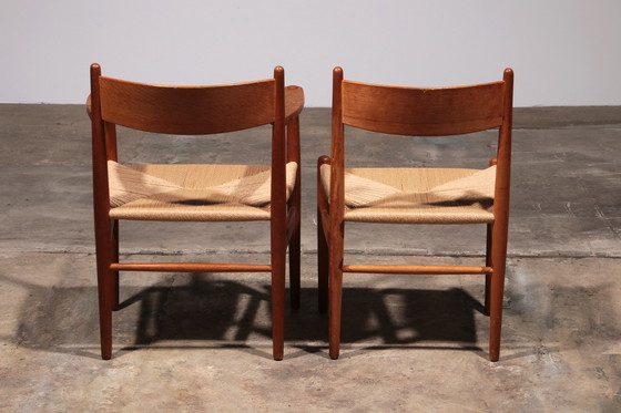 Image 1 of Eetkamerstoelen van Hans Wegner voor Carl Hansen & Søn, Denemarken 2 CH37 en 2 CH36