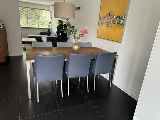 Bert Plantagie Eettafel Edge Notenhout Met 6 Stoelen Spargo