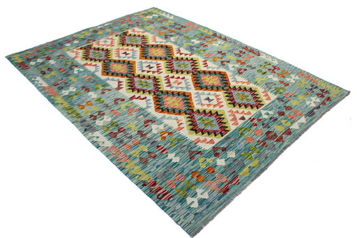 Originele oude stijl Kelim Afghan 251 X 182 Cm Topconditie