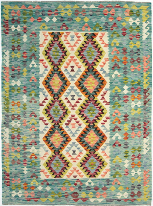 Originele oude stijl Kelim Afghan 251 X 182 Cm Topconditie