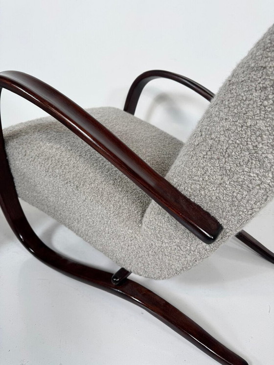 Image 1 of Paar Benthouten fauteuils van Jindrich Halabala H269, Tsjechië, 1940S - Nieuwe bekleding