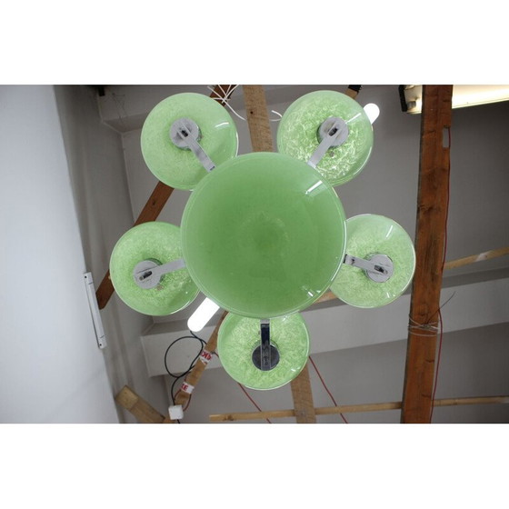 Image 1 of Vintage kroonluchter van chroomstaal en glas, Tsjecho-Slowakije 1930