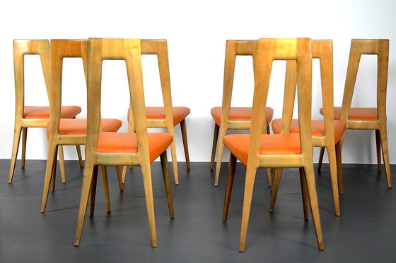 Image 1 of Duitse eetkamerstoelen uit Mid Century van Dettinger, 1950, set van 8