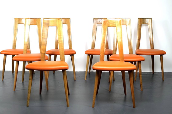 Image 1 of Duitse eetkamerstoelen uit Mid Century van Dettinger, 1950, set van 8