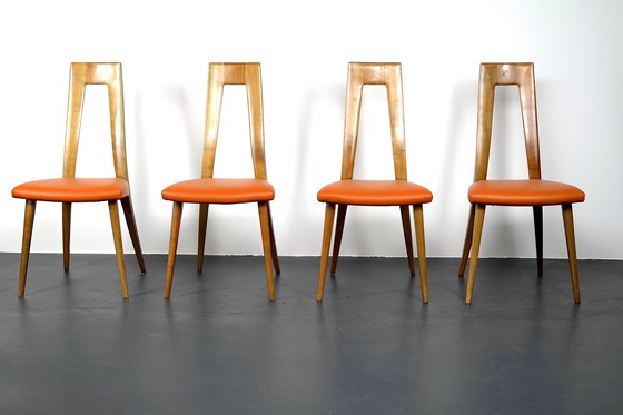 Image 1 of Duitse eetkamerstoelen uit Mid Century van Dettinger, 1950, set van 8