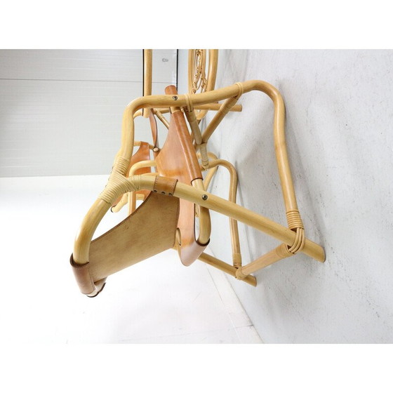 Image 1 of Vintage "Manilla" eetset van bamboe en tuigleer voor Horsnæs Møbelfabrik, Denemarken 1960