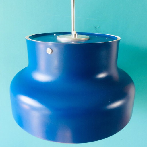 Vintage Bumlingen hanglamp in blauw gelakt metaal van Anders Pehrsson, Zweden 1970