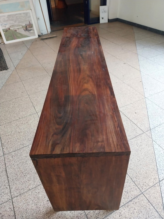 Image 1 of Bijzettafel massief hout op wielen