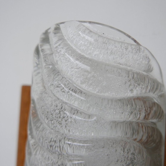 Image 1 of Vintage wandlampen van glas en eiken, België 1960