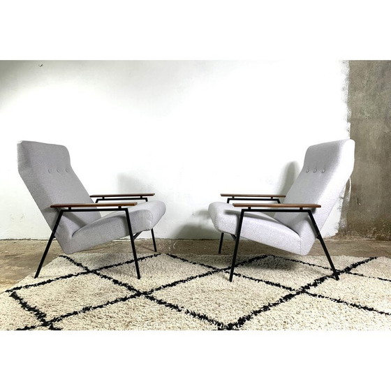 Image 1 of Vintage fauteuil in walnoothout en zwart metaal van Rob Parry voor Gelderland, 1950