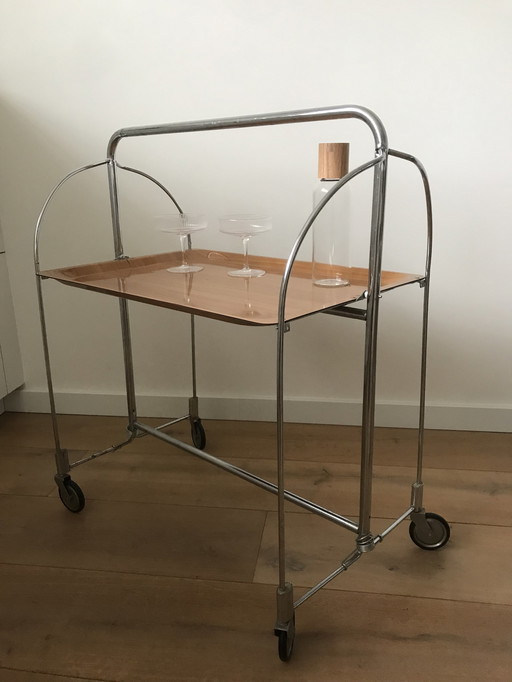 Mid Century Design Inklapbare Theetafel/Trolley, Jaren 70