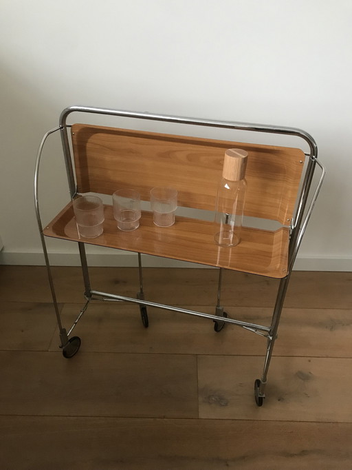 Mid Century Design Inklapbare Theetafel/Trolley, Jaren 70