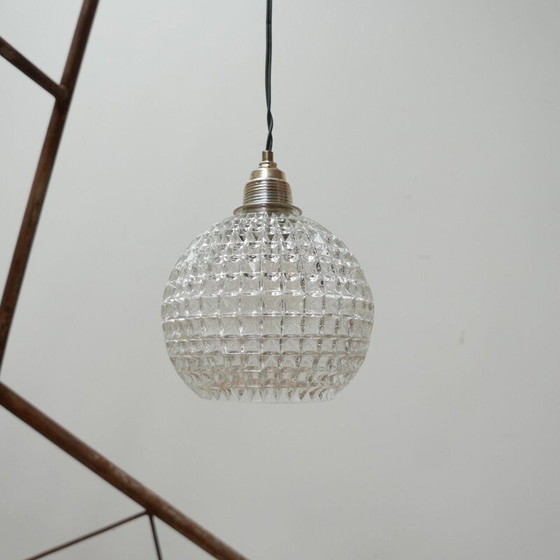 Image 1 of Vintage glazen bol hanglamp, Nederland 1990