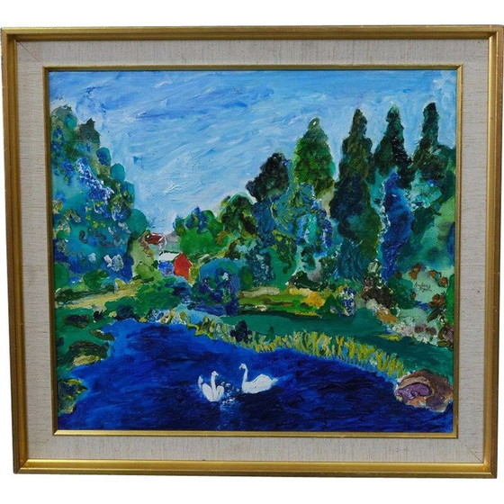 Image 1 of Vintage modern olieverfschilderij door Anders Fogelin, Zweden 1960
