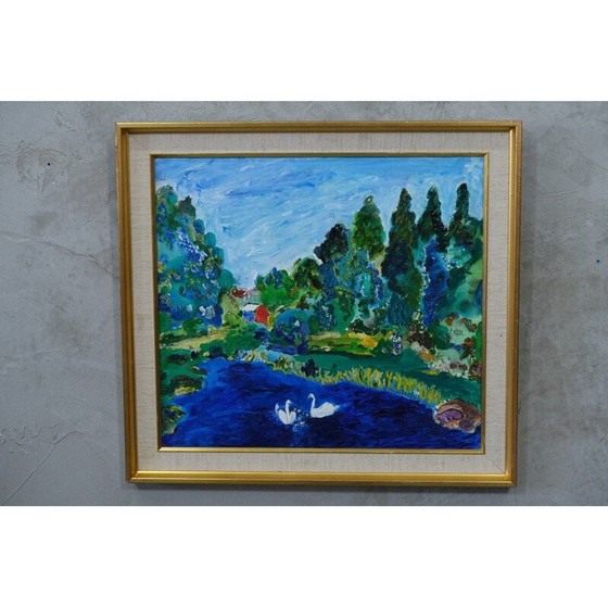 Image 1 of Vintage modern olieverfschilderij door Anders Fogelin, Zweden 1960