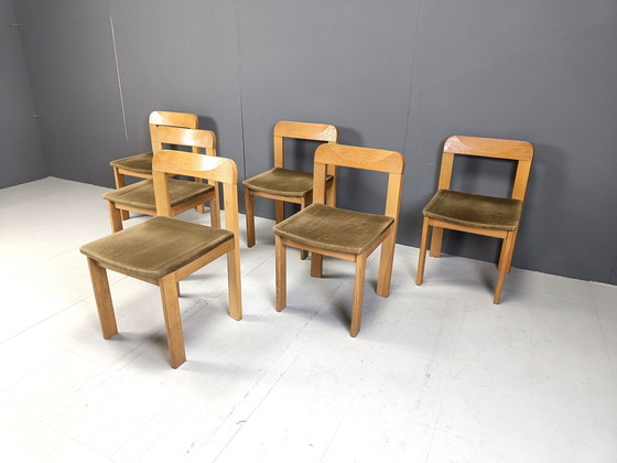 Image 1 of Vintage Brutalistische Eetkamerstoelen, set van 6 - 1970S