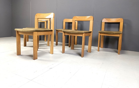 Image 1 of Vintage Brutalistische Eetkamerstoelen, set van 6 - 1970S