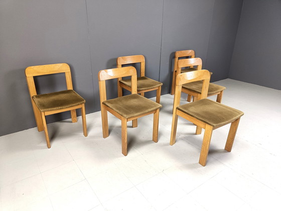 Image 1 of Vintage Brutalistische Eetkamerstoelen, set van 6 - 1970S