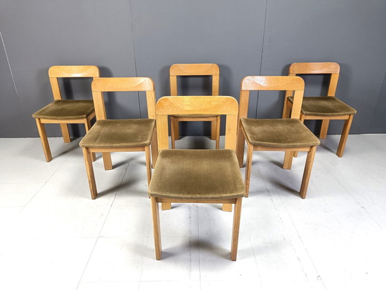 Image 1 of Vintage Brutalistische Eetkamerstoelen, set van 6 - 1970S