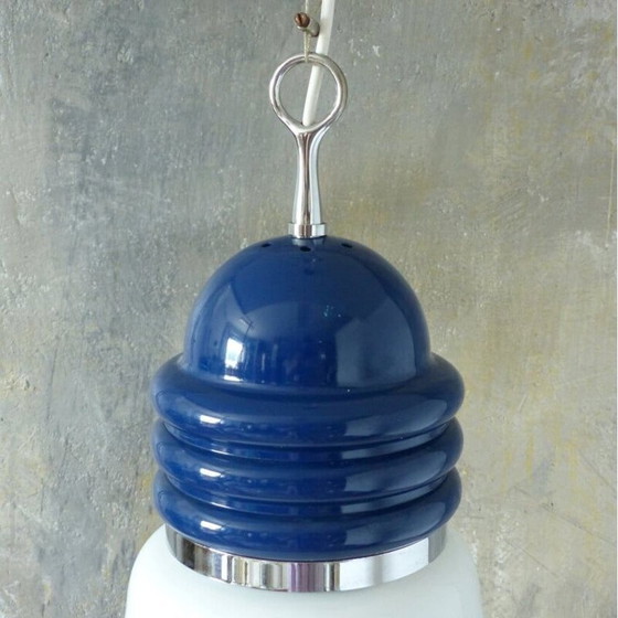Image 1 of Vintage glazen bolvormige plafondlamp italiaans 1965