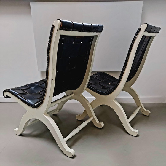 Image 1 of Paar Leren Valenti Slipper Chairs