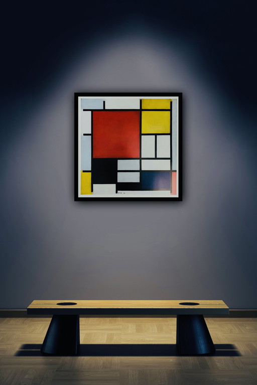 Piet Mondriaan, Authorized Offset Colour Lithograph, Signed, High Quality, Limited Edition: "Composition With Large Red Area, Ye